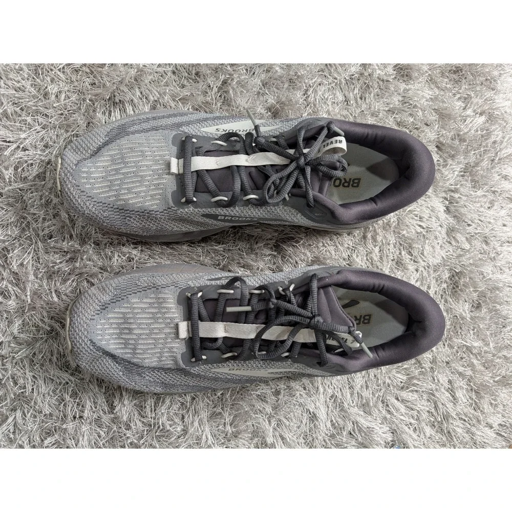 Brooks Mens Revel 7 Running Shoes Grey Ebony White 1104351D014 Size 14